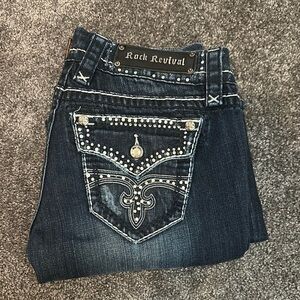 Rock Revival Blue Jeans with Embellished Back